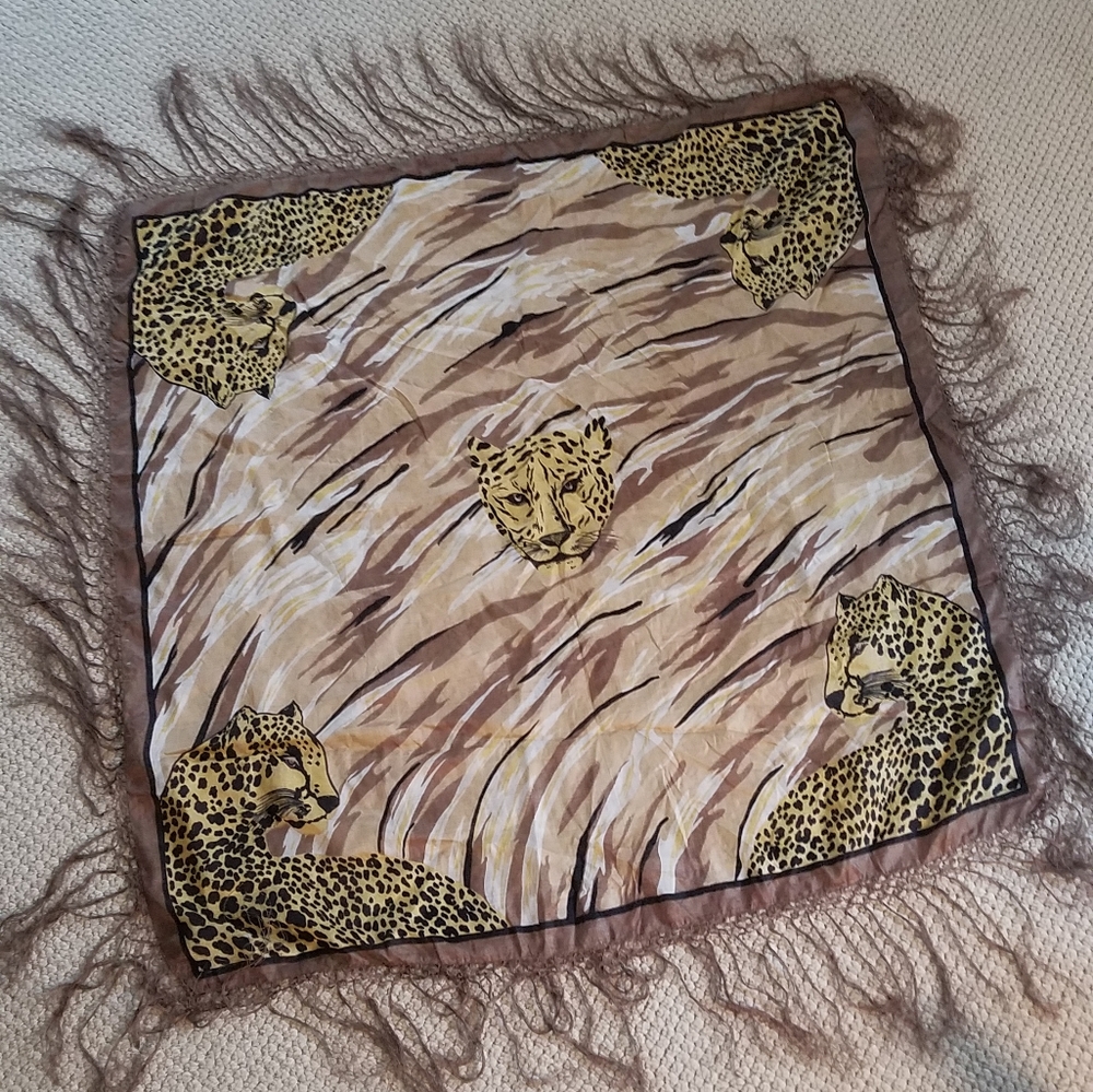 Elegant Leopard Silk Scarf / Wrap